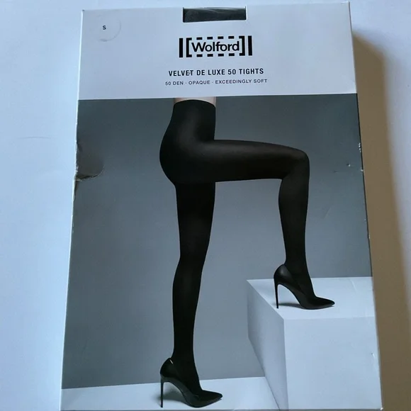 WOLFORD 10687 VELVET DE LUXE 50 TIGHTS ANTHRACITE SIZE SMALL NEW In PACKAGE NWT